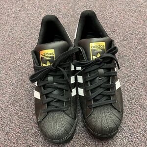 Adidas Men's Black Sneakers with White Stripes